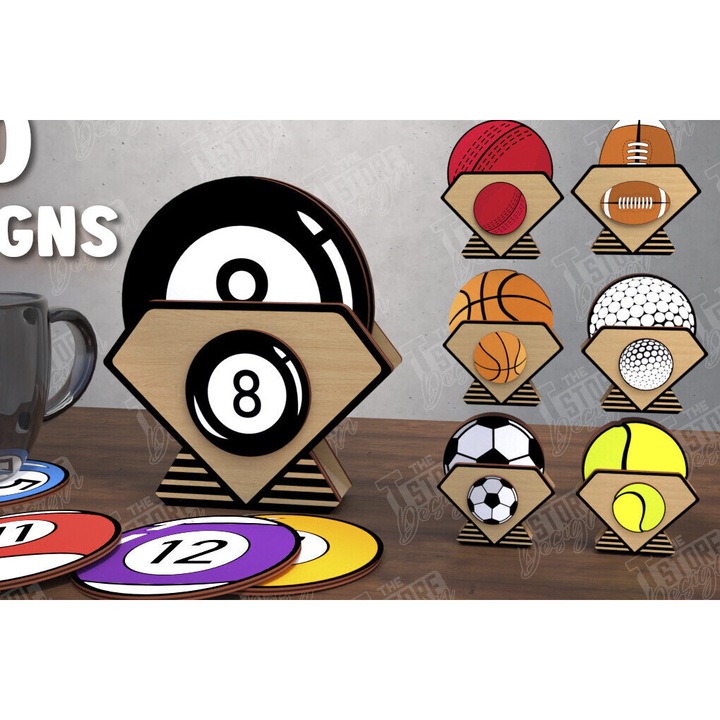 Suporturi bauturi, Intrahome, plywood 3mm-4mm, dimensiune 20x20cm, set