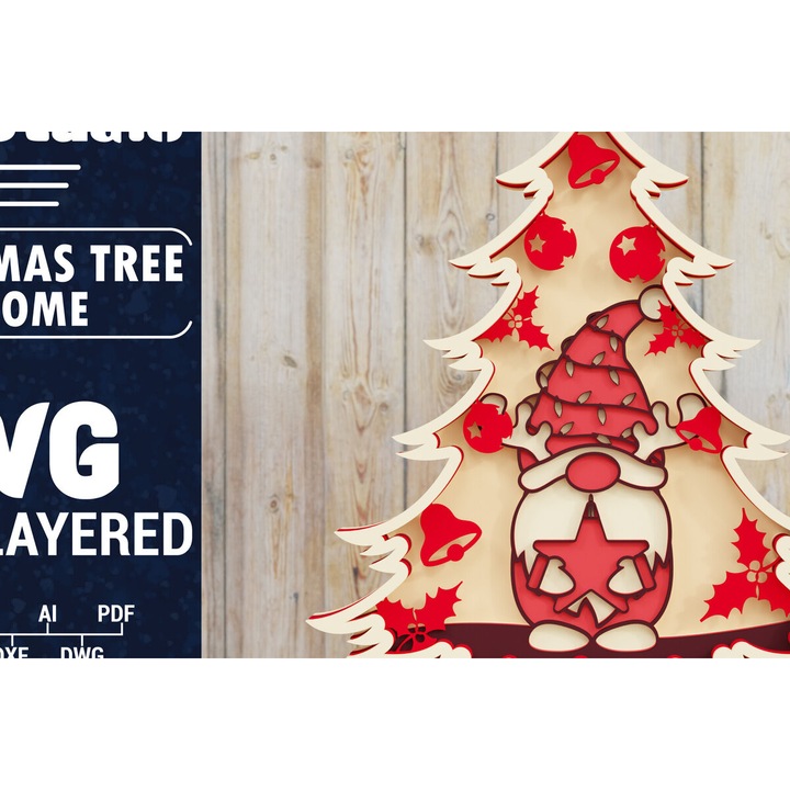 Set de artizanat, Christougenniatikou Dentrou Gnome, Plywood 3mm-4mm, 1500x1500cm, multicolor