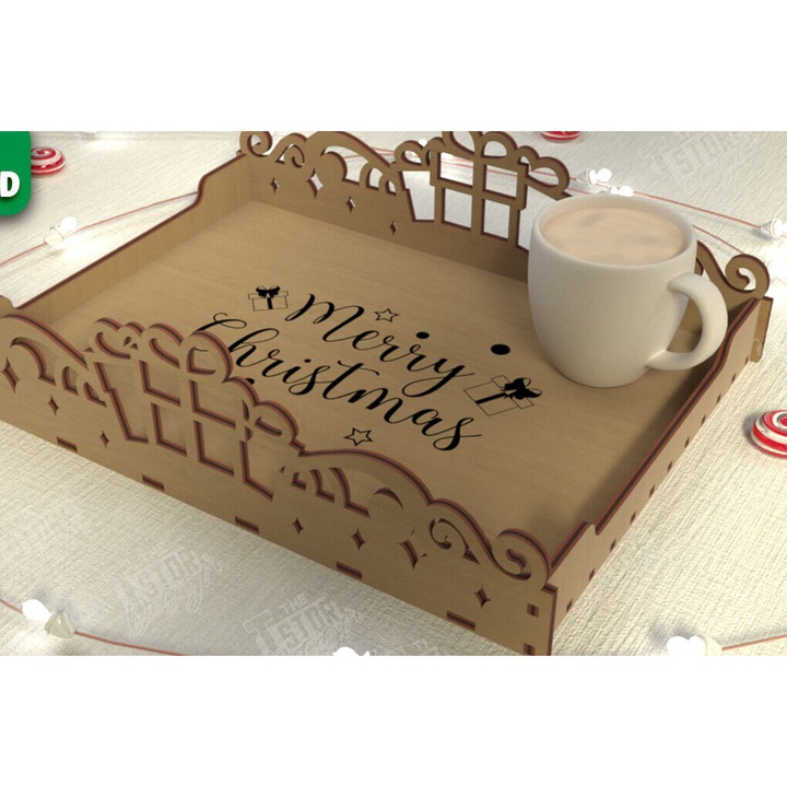 Tava de servire, Intrahome, disc de Craciun, 3mm-4mm, 15x15cm