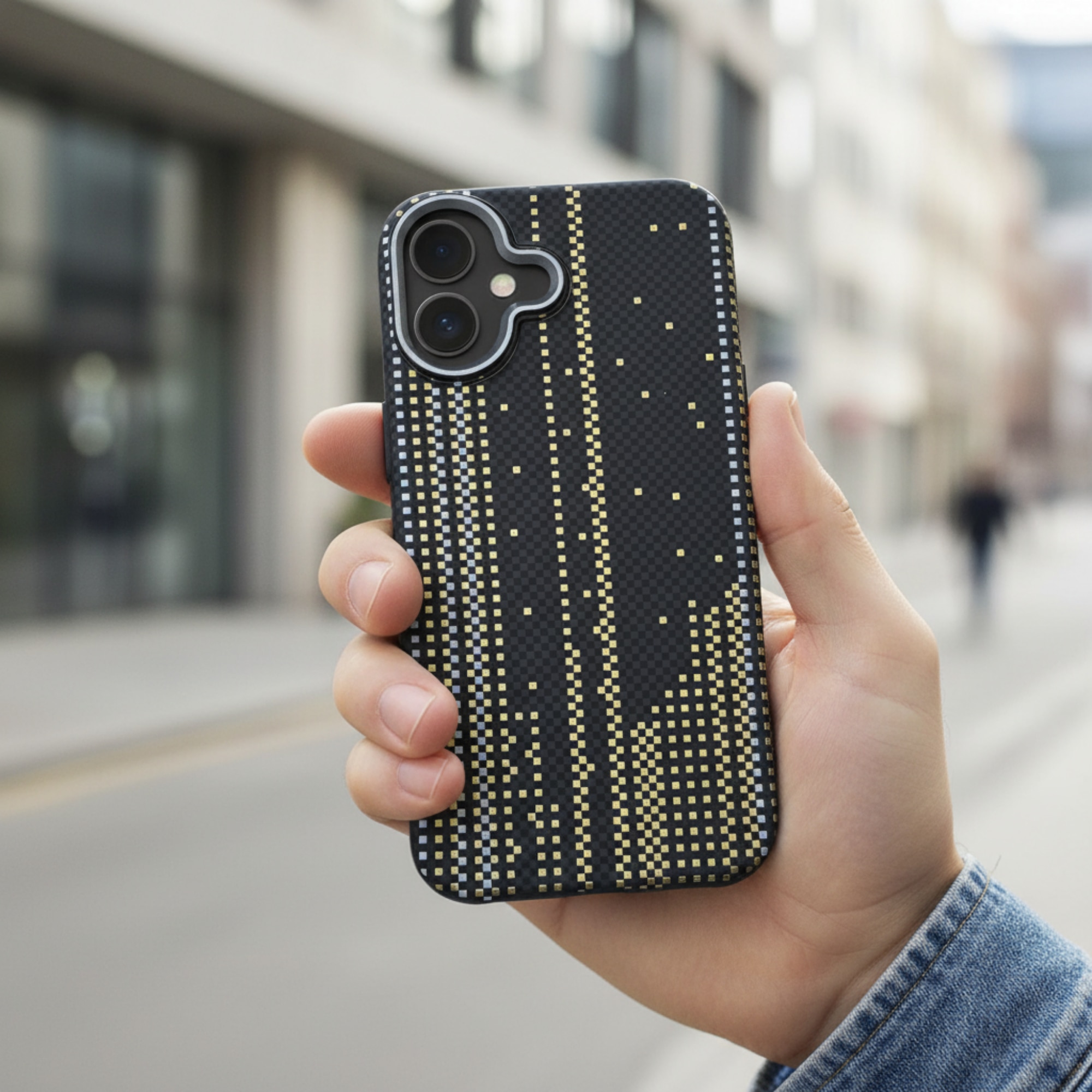 Husa Premium pentru iPhone 17, Policarbonat, Efect fosforescent, functie MagSafe, Ultra Slim, Neagra