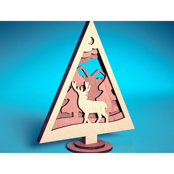 Glob de Craciun, Intrahome, stol de lemn cu laser, 3mm-4mm, 6x6cm