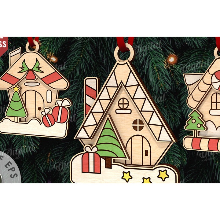 Set de accesorii decorative, Intrahome, desme LaserCut, 3mm-4mm, 6x6cm, din plywood