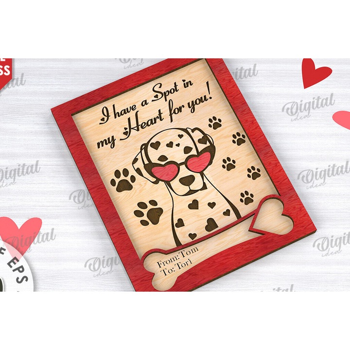 Felicitare din plywood 3mm-4mm, Intrahome, pentru Ziua Indragostitilor, 20x20 cm