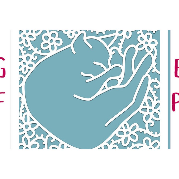 Felicitare din plywood 3mm-4mm, Intrahome, design Sleeping Cat, dimensiune 20x20cm