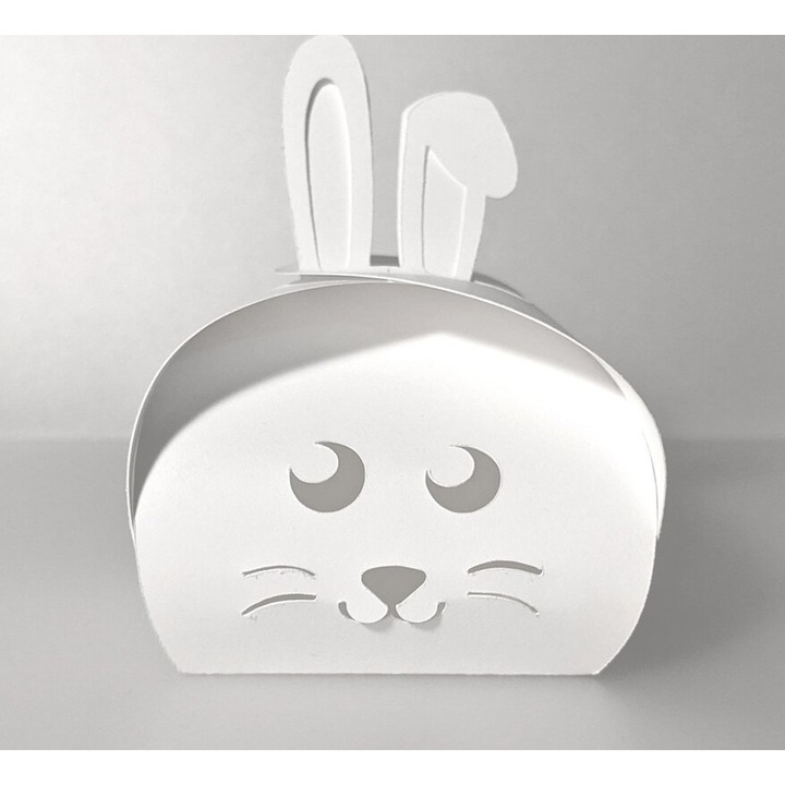 Sablon cutie cu recompense pentru iepurasi de Paste, 3mm-4mm, Intrahome, 15x15cm, Alb