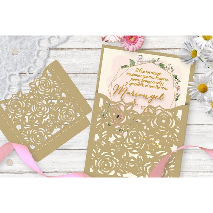 Invitatie nunta, Intrahome, plywood 3mm-4mm, 20x20cm, set