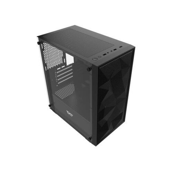 Кутия за компютър darkFlash M305 Mesh, без вентилатор, черна, M-ATX, закалено стъкло