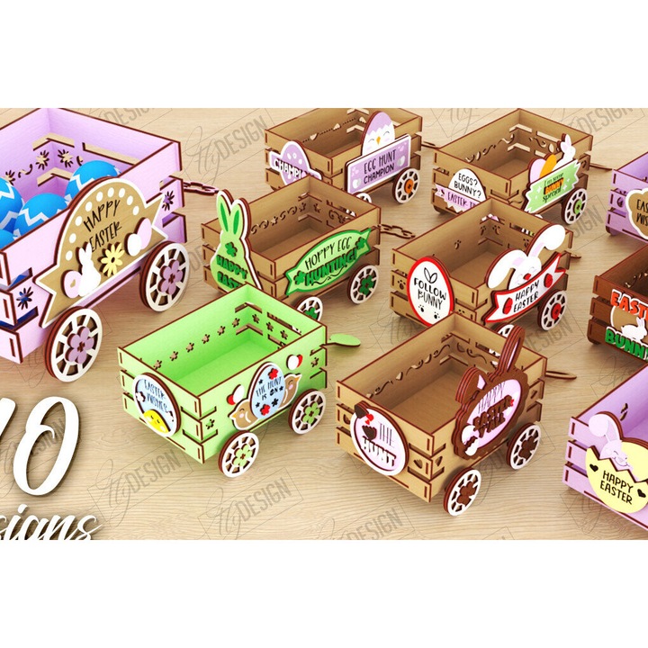 Carut pascalin din plywood 3mm-4mm, Intrahome, 15x15cm, ideal pentru decorare si proiecte DIY