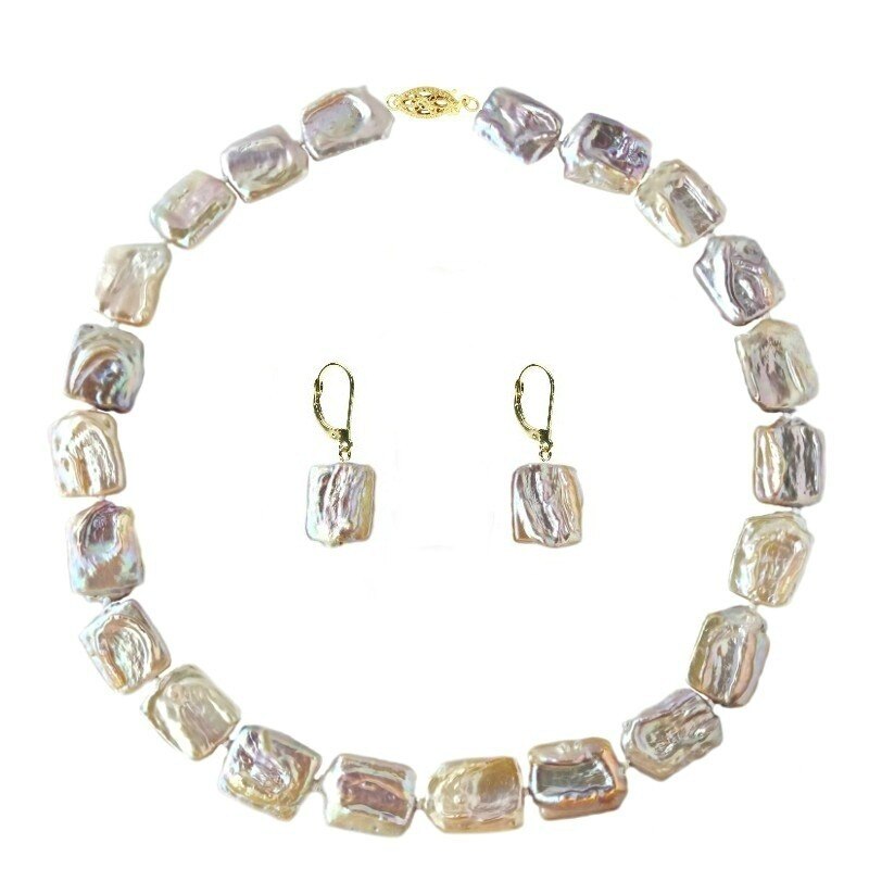 Set Aur 14k Colier si Cercei Perle Naturale Baroque