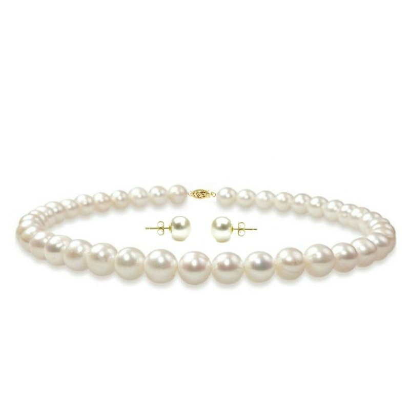 Set Aur 14k si Perle Naturale Albe