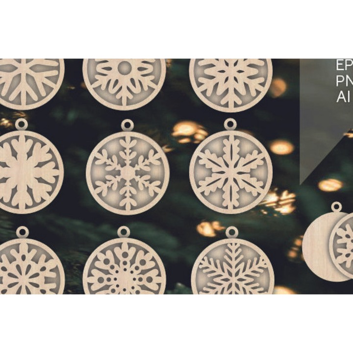 Accesorii decorative, Intrahome, plywood 3mm-4mm, 20x20cm, set Craciun