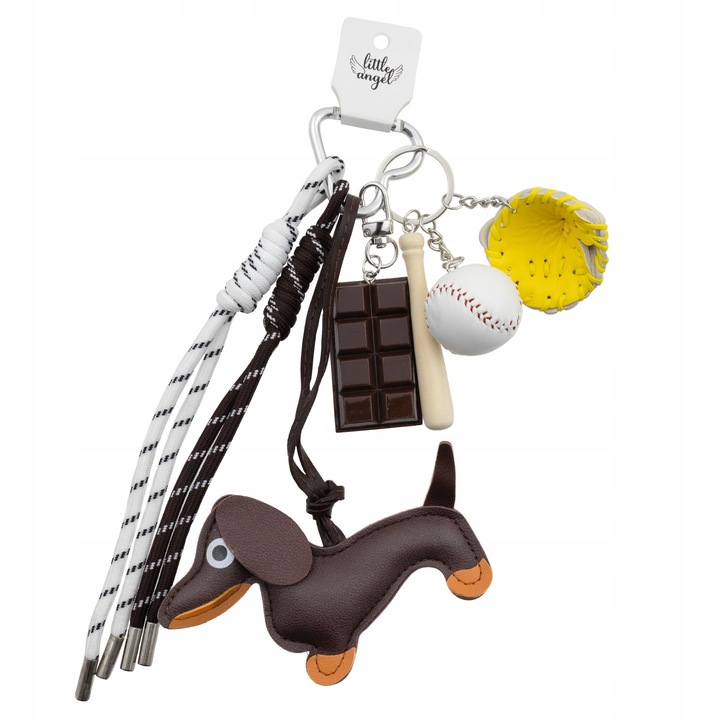 Breloc, Little Angel, B1449, caine teckel, maro ciocolata