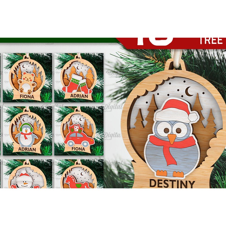 Set de artizanat, Intrahome, Plywood 3mm-4mm, 15x15cm, pentru taiere cu laser