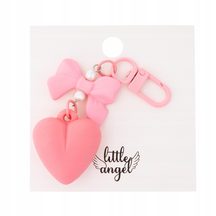 Breloc, Little Angel, B1454, Roz, Inima, Plastic