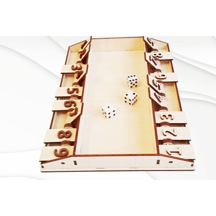 Joc Shut the Box, Intrahome, din plywood 3mm-4mm, 20x20cm, set educativ