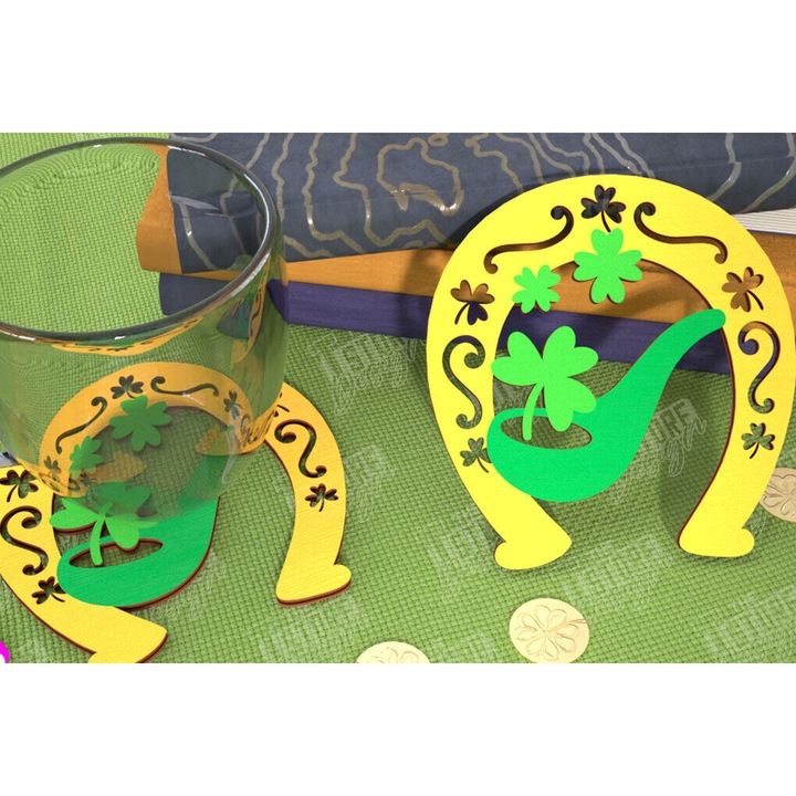 Suport bauturi, Intrahome, plywood 3mm-4mm, 20x20cm, set