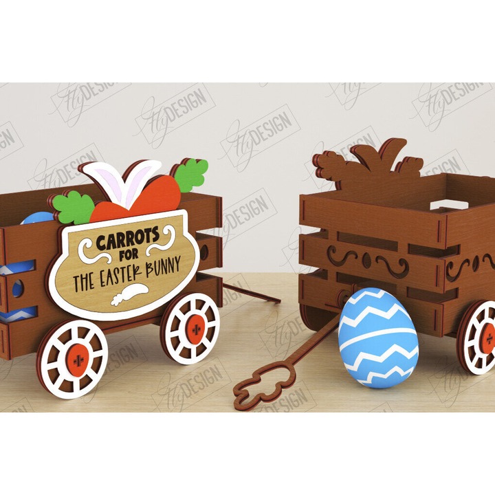 Carut pascalin din plywood 3mm-4mm, Intrahome, 15x15cm, ideal pentru decorare si proiecte DIY