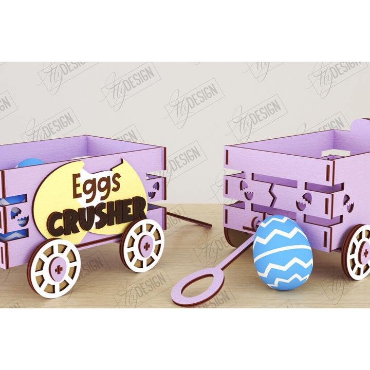 Carut pascalin din plywood 3mm-4mm, Intrahome, 15x15cm, ideal pentru decorare si proiecte DIY