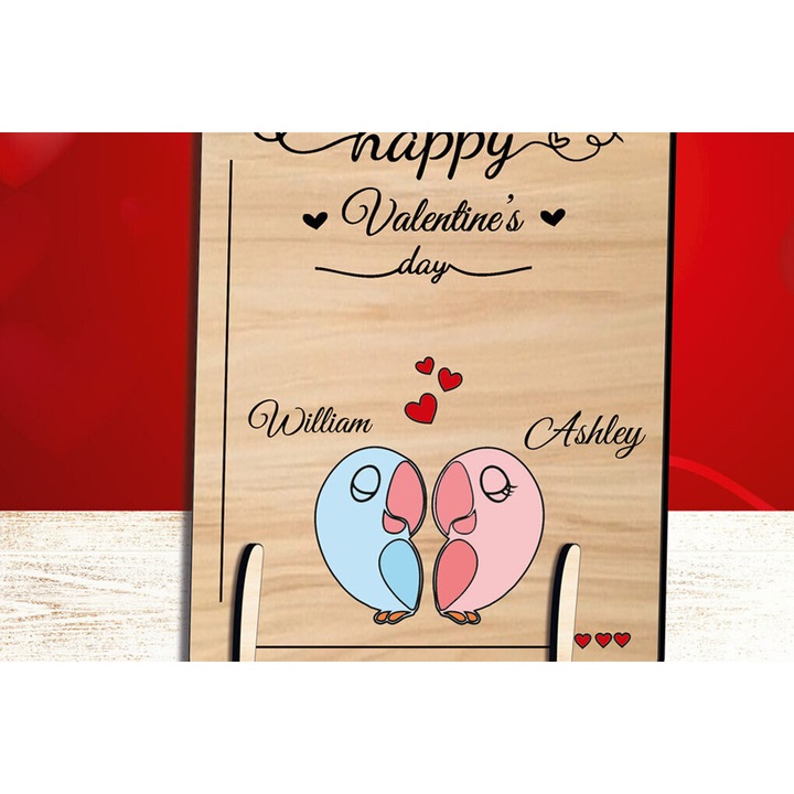 Felicitare din plywood 3mm-4mm, Intrahome, 20x20cm, pentru Ziua Indragostitilor, set