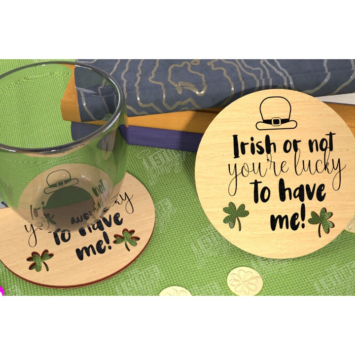 Suport bauturi, Intrahome, plywood 3mm-4mm, 20x20cm, set