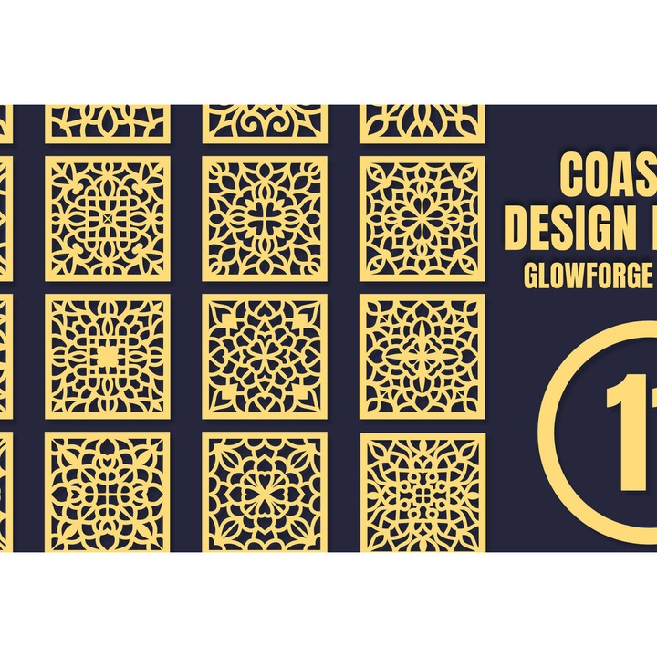 Suporturi bauturi, Intrahome, set 11 coasters, plywood 3mm-4mm, 20x20cm, handmade