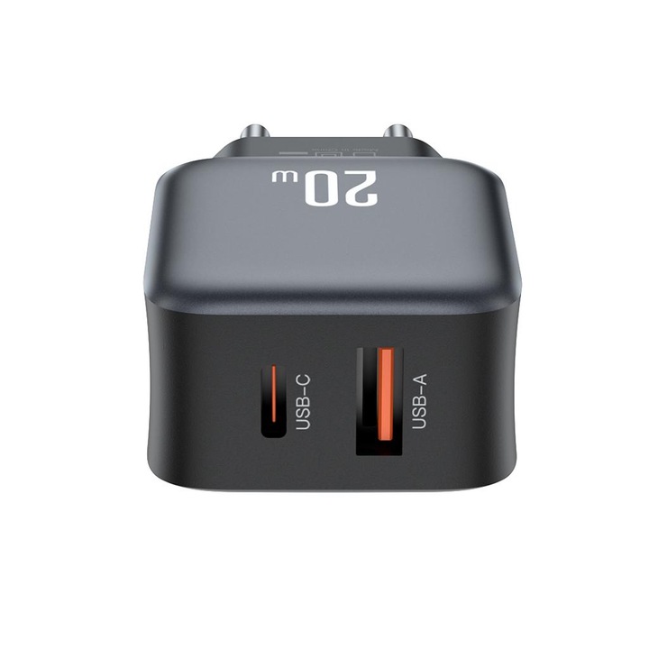 XO incarcator retea 20W USB-A + USB-C, negru (model L154)