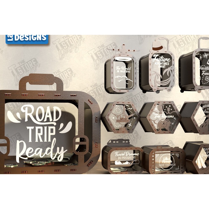 Banca de economii calatorie, Intrahome, 20x20cm, 3mm-4mm, placaj xilo