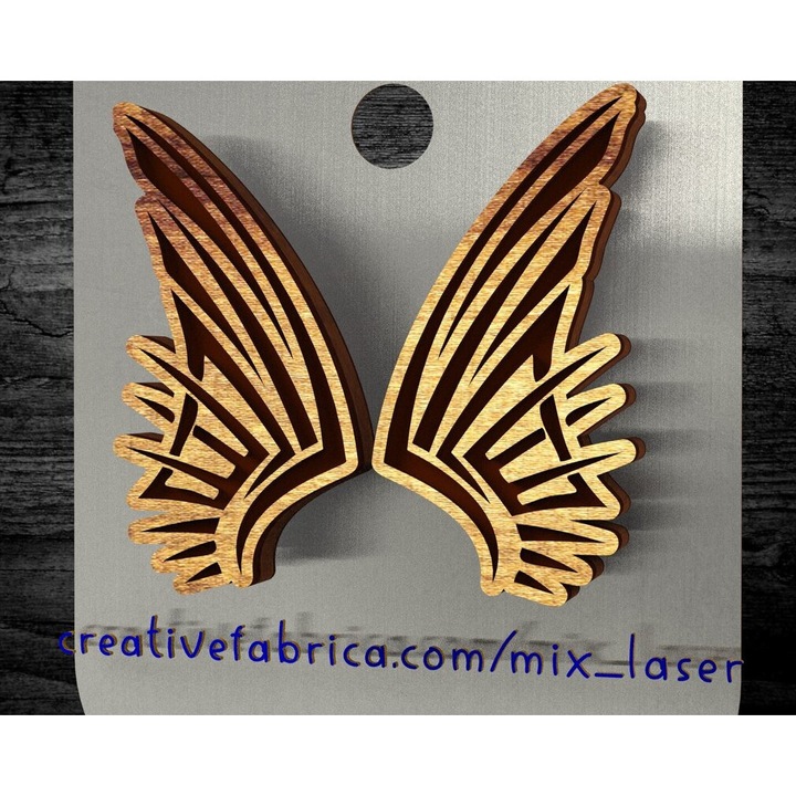 Cercei stud Tribal Wing, Intrahome, 5x5 cm, 3mm-4mm, multicolor