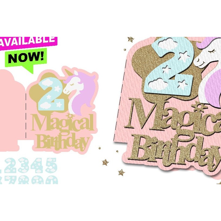 Felicitare, Intrahome, Magike karta genethlion Unicorn, 3D, 20x20cm