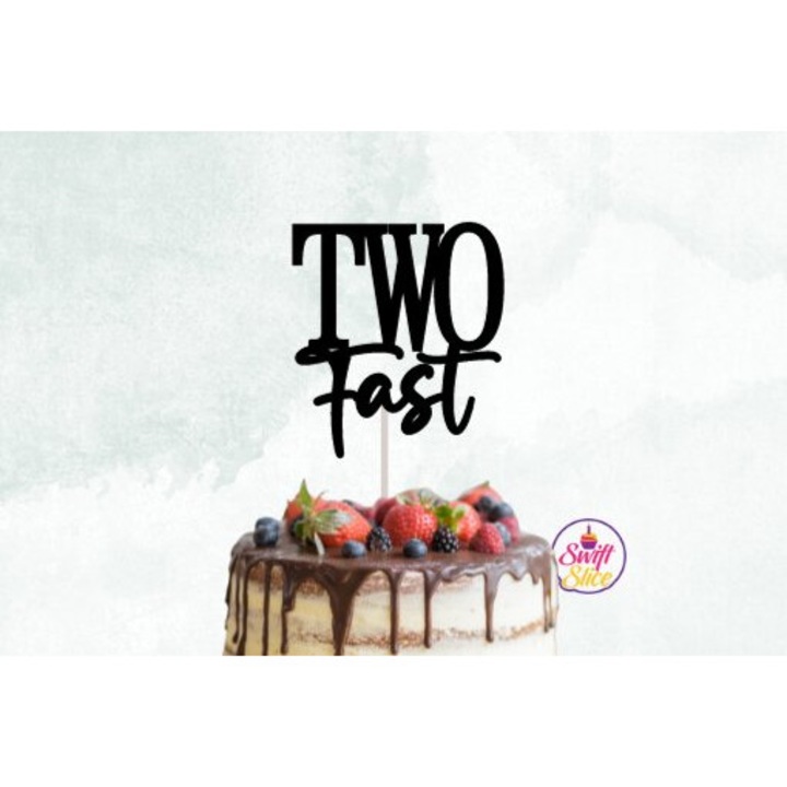 Decor pentru tort Two Fast, Intrahome, 20x20cm