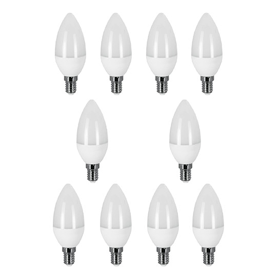 Set 9+1 Becuri LED 6W E-14, forma lumanare, iCorner, lumina calda, 470 lumeni, 25000 ore, echivalent 40W