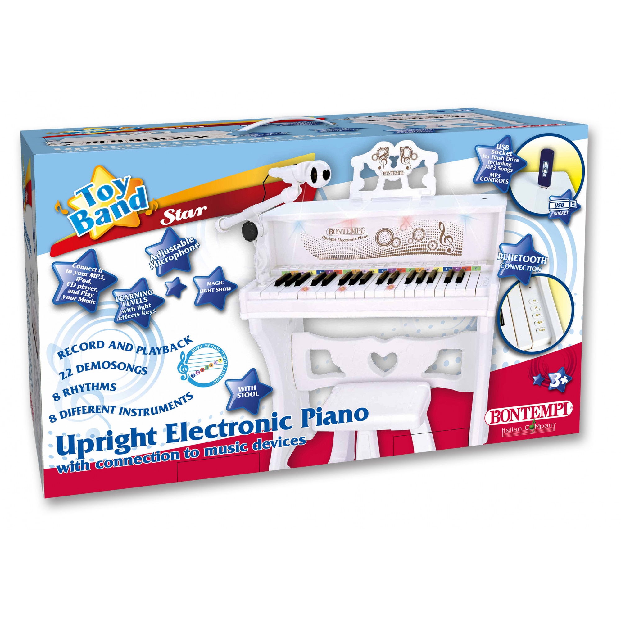 Pian electronic, 37 clape si microfon, alb