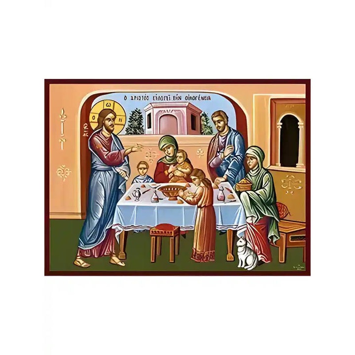 Icoana Ortodoxa, Intrahome, Hristos, dimensiune 15x11 cm, cu rama aurie din lemn de Phlamouria