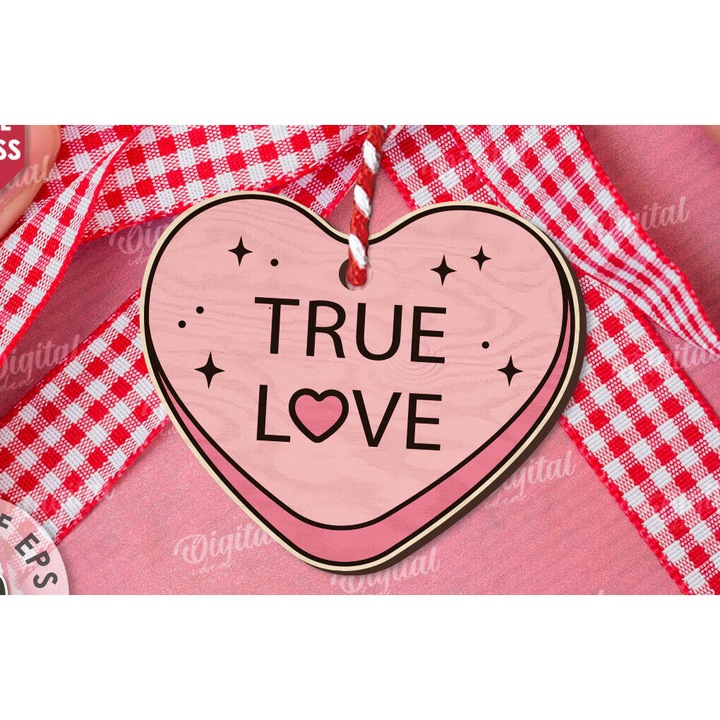 Eticheta pentru cadouri de ziua indragostitilor, Intrahome, model inima cu mesaj, 20x20cm