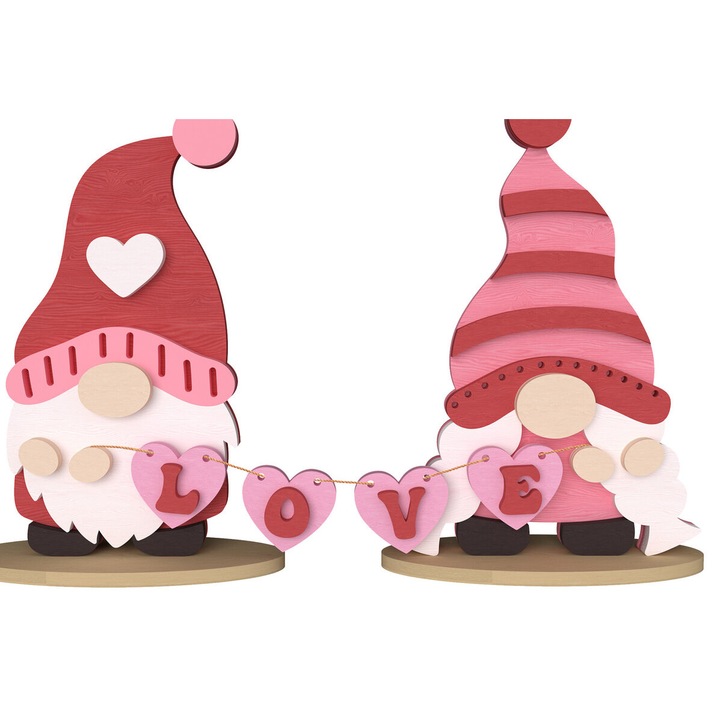 Set accesorii decorative, Intrahome, Gnome Valentine, 3D, 20x20cm