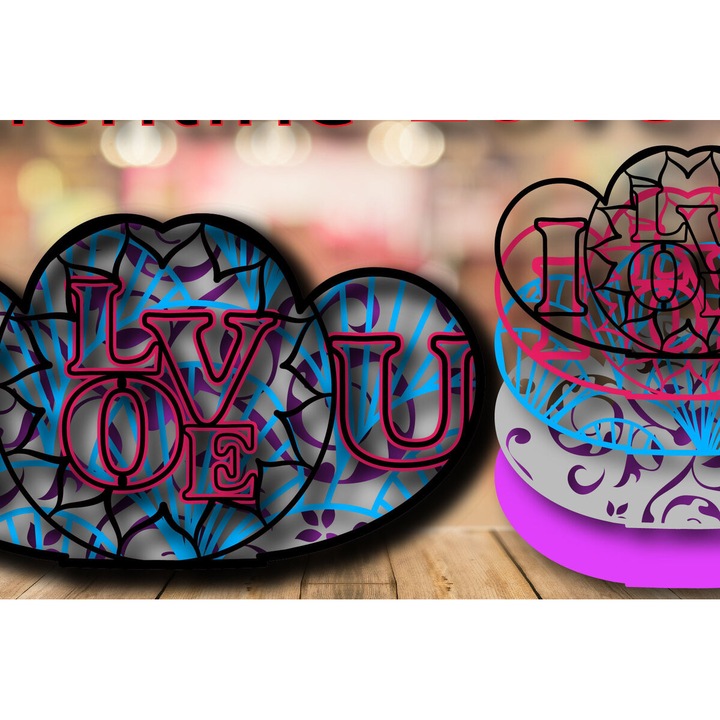 Cutie decorativa multilayer Valentine Love, Intrahome, 20x20cm