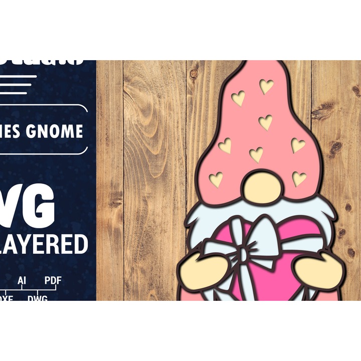 Accesorii decorative, Intrahome, Gnome Papercut 3D, 20x20cm, 3mm-4mm