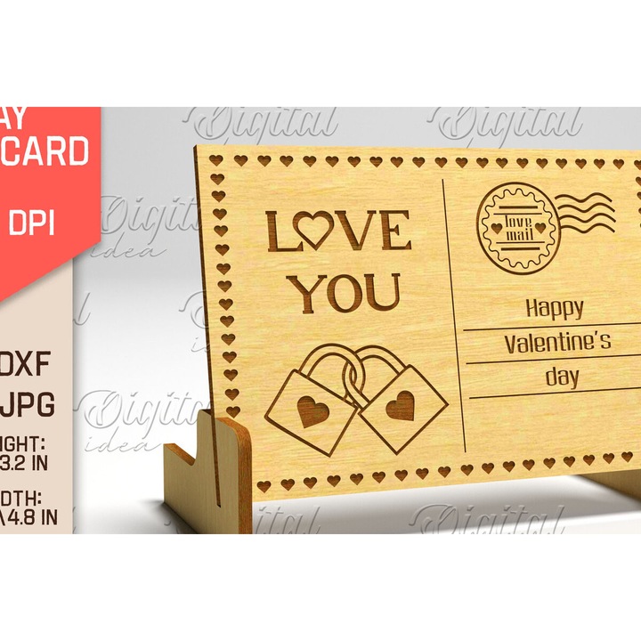 Felicitare, Intrahome, Intra apo xylo plywood 3mm-4mm pachos, 20x20cm