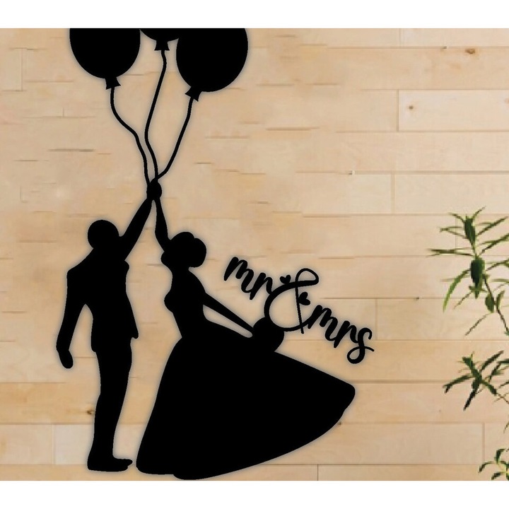 Arta de perete metalica pentru nunta, Intrahome, 40x30cm, 3mm-4mm, multicolor