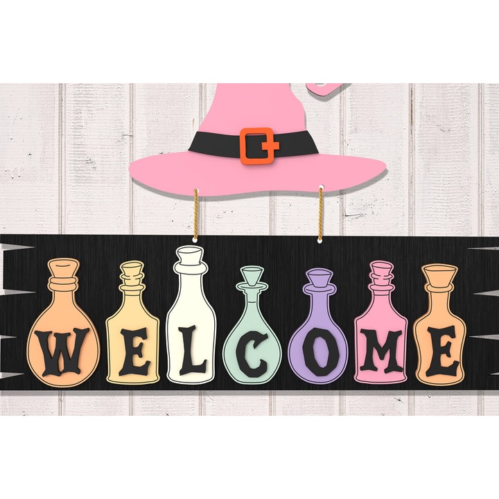 Accesorii decorative, Intrahome, set 20x20cm, 3mm-4mm, design vrajitoare Halloween