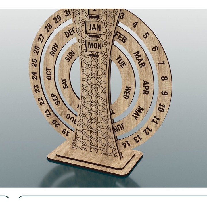 Calendar perpetuu din placaj xilo 20x20 cm, Intrahome