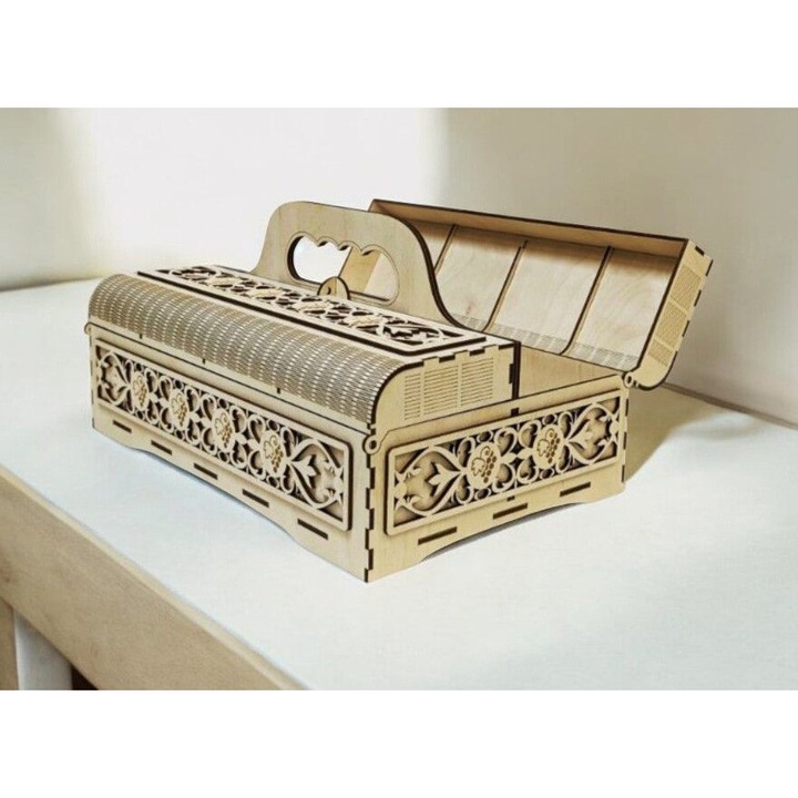 Suporturi bauturi, Intrahome, cutie pentru doua pahare, 40x40cm, plywood 3mm-4mm, fabricat in Grecia