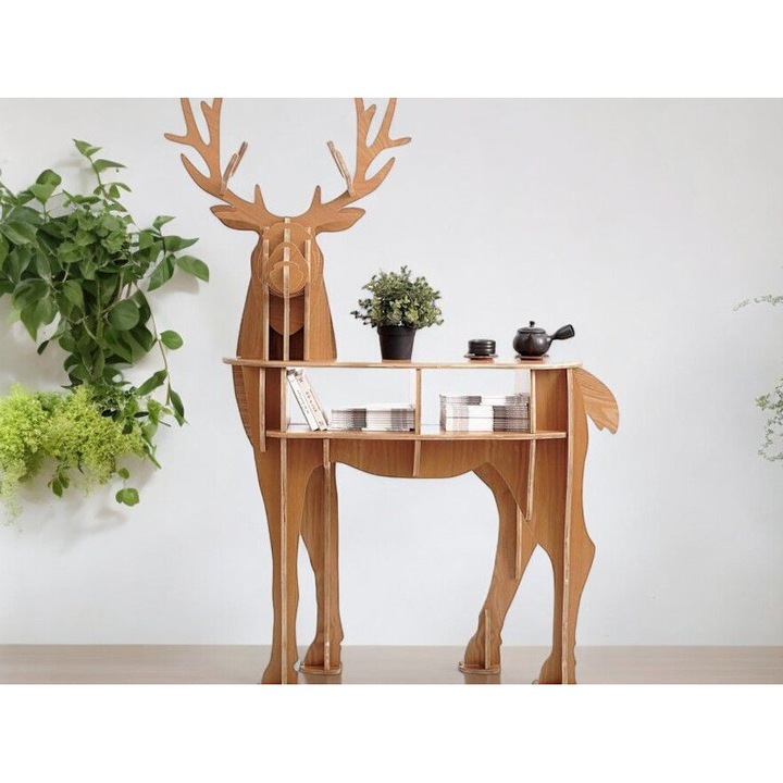 Masa de capat Deer, Intrahome, lemn, 30x30 cm, 3mm-4mm, pentru decorare interioara