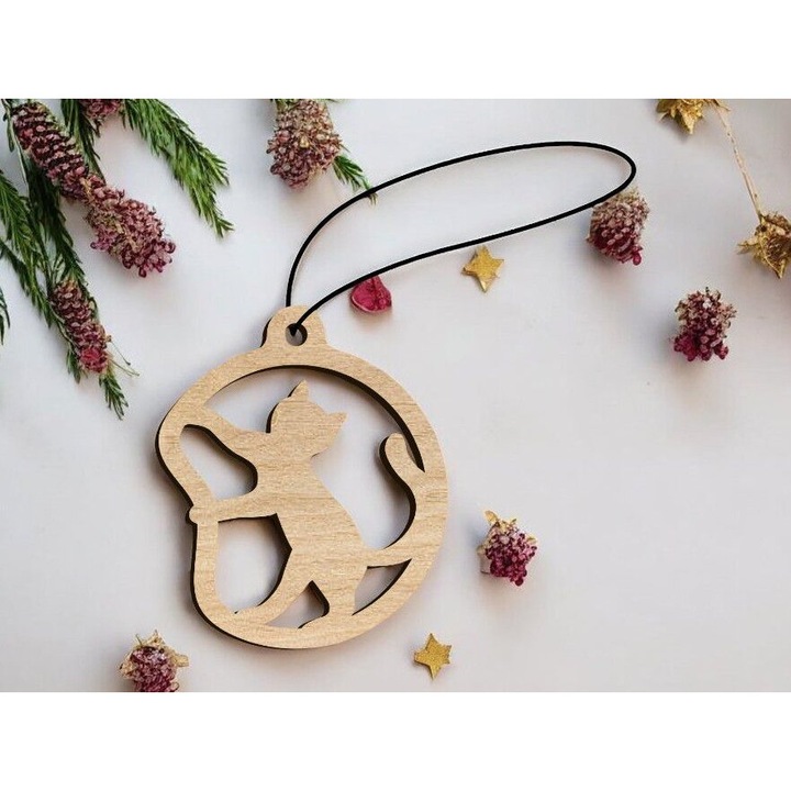 Glob de Craciun, Intrahome, plywood 3mm-4mm, crem, 15x20cm