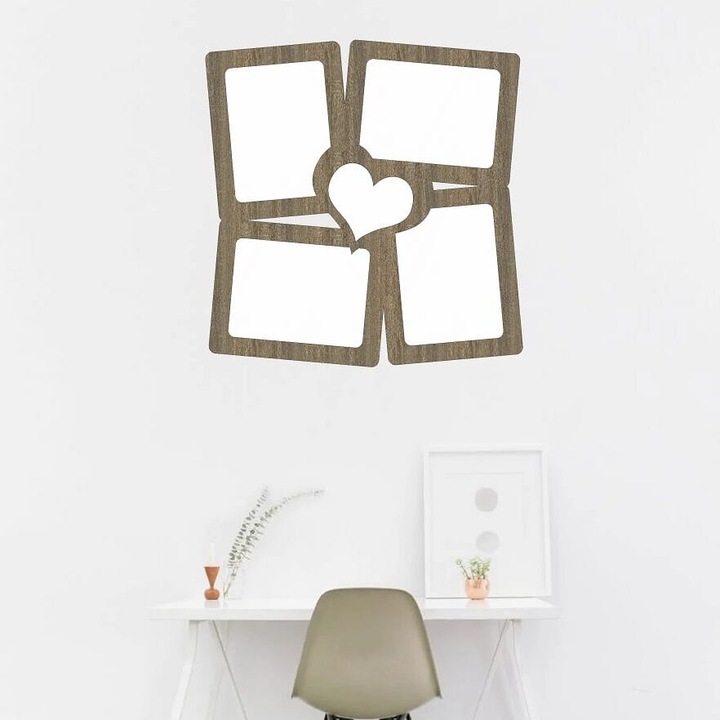 Rame foto clasice, Intrahome, set 40x40cm, plywood 3mm-4mm, design ortogonal si inima