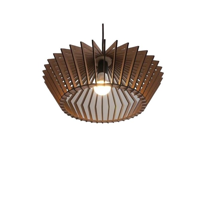 Candelabru de tavan vintage din lemn, Intrahome, placaj de 3mm-4mm, 15x15 cm