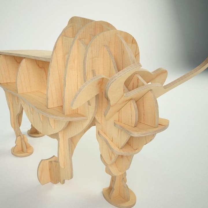 Raft de depozitare Bull, Intrahome, 50x60 cm, plywood 3mm-4mm, design personalizat