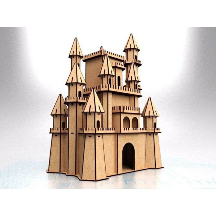 Puzzle Disney Castle 10x10 cm, Intrahome, plywood 3mm-4mm, set de bricolaj