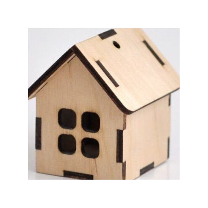 Puzzle 3D Casa din Plywood, Intrahome, 40x45 cm, grosime 3mm-4mm, fabricat in Grecia