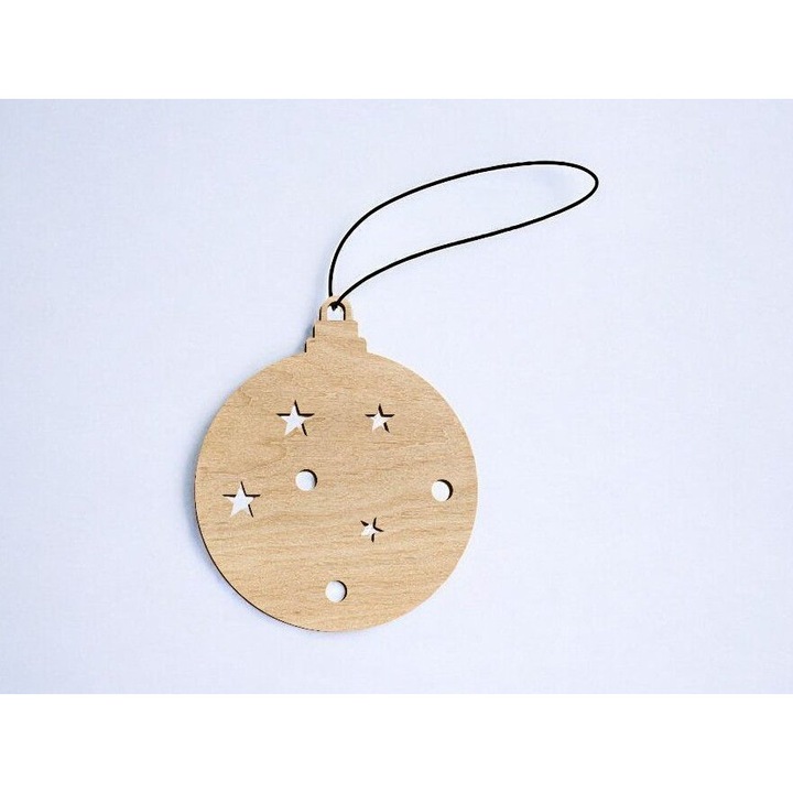 Accesorii decorative, Intrahome, placaj de lemn 3mm-4mm, set cu stele si cercuri, 25x30 cm